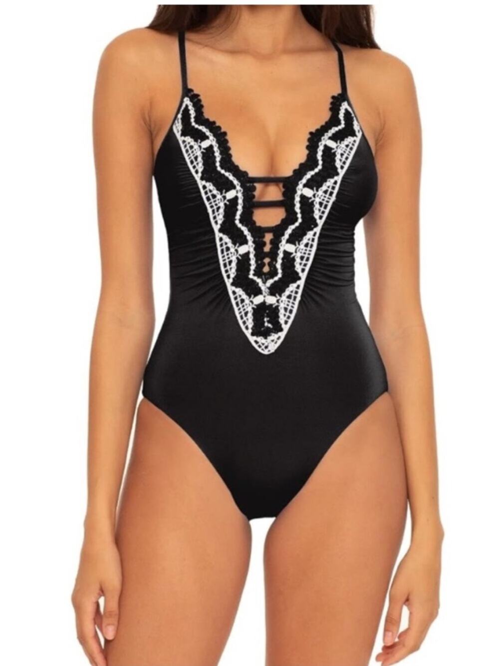 Becca Delilah Plunge One Piece
Swimsuit Size L Nwot $128